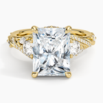 Begonia Vine Three Stone Diamond Ring (2/3 ct. tw.) Yellow Gold 18k Radiant Engagement Ring