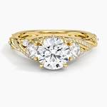 Begonia Vine Three Stone Diamond Ring (2/3 ct. tw.) Yellow Gold 18k Round Engagement Ring