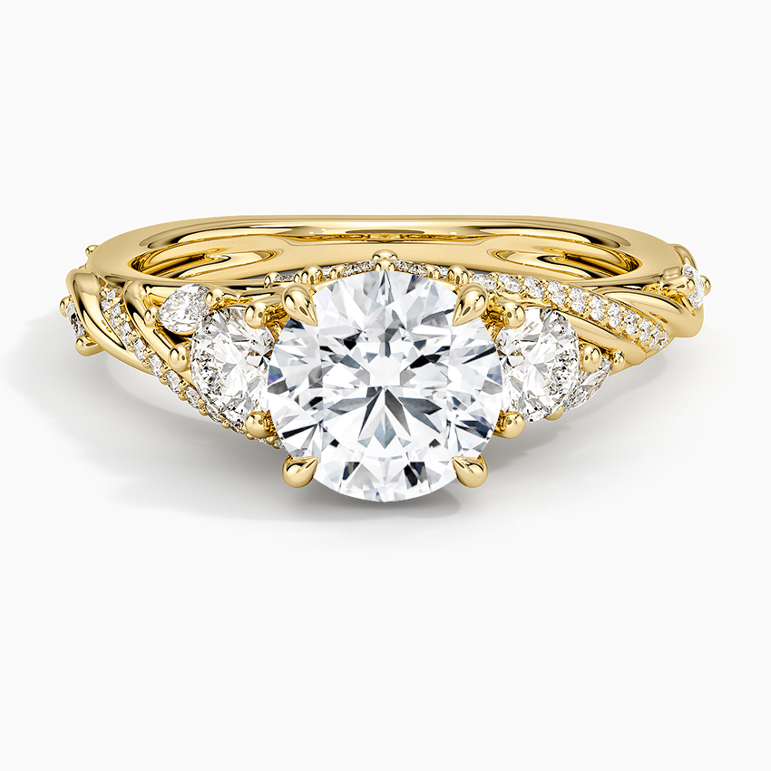 Begonia Vine Three Stone Diamond Ring (2/3 ct. tw.) Yellow Gold 18k Round Engagement Ring