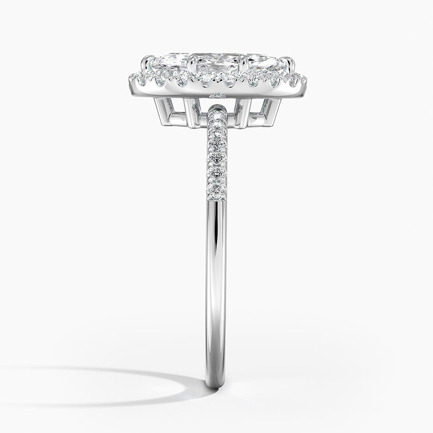 Cambria Halo Diamond Ring Platinum Marquise Engagement Ring