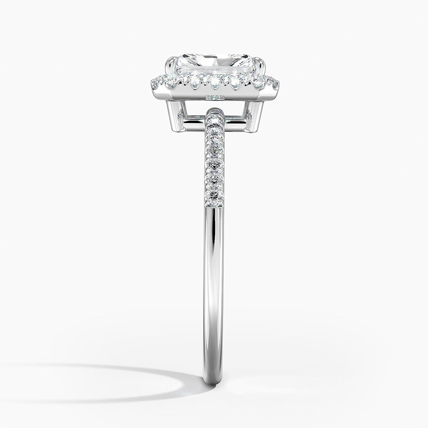 Cambria Halo Diamond Ring Platinum Radiant Engagement Ring