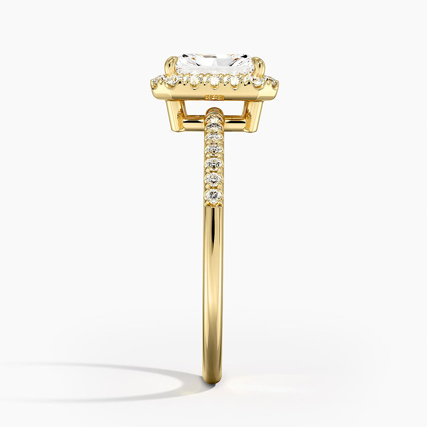 Cambria Halo Diamond Ring Yellow Gold 18k Radiant Engagement Ring