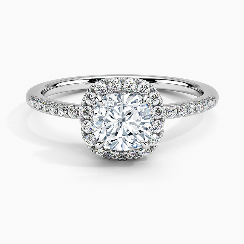 Cambria Halo Diamond Ring Platinum Cushion Engagement Ring
