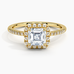 Cambria Halo Diamond Ring Yellow Gold 18k Asscher Engagement Ring