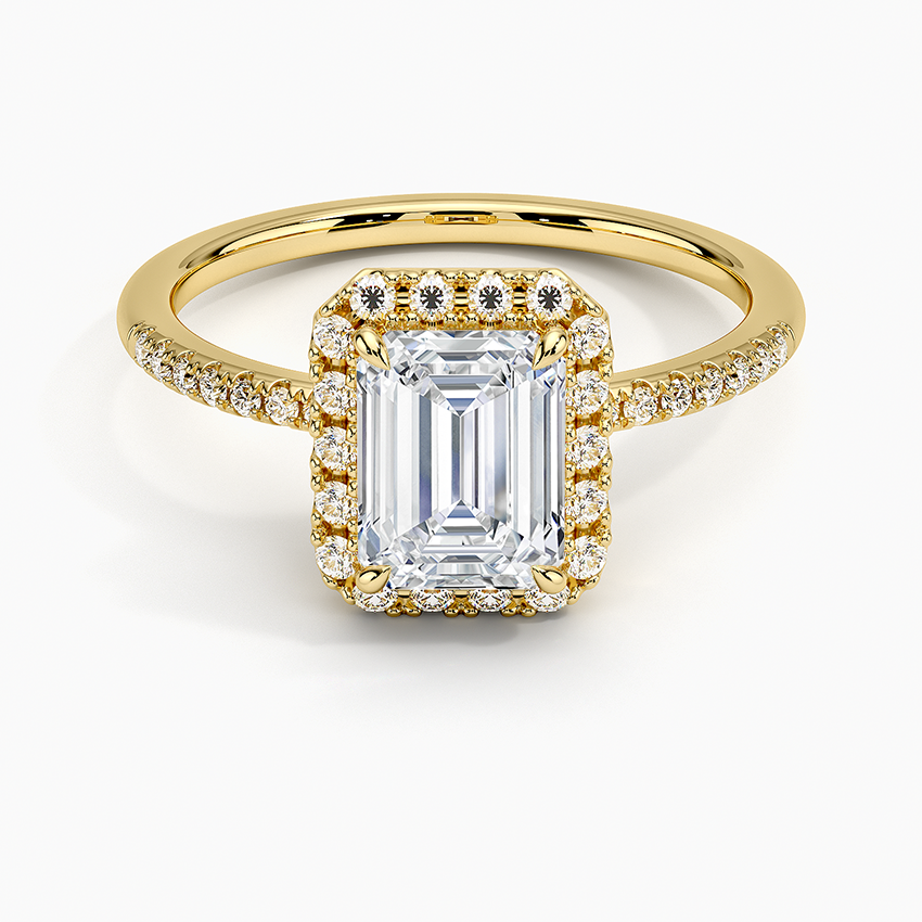Cambria Halo Diamond Ring Yellow Gold 18k Emerald Engagement Ring