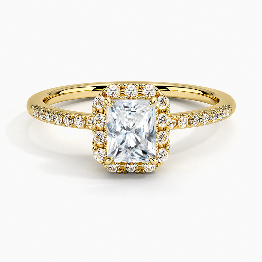 Cambria Halo Diamond Ring Yellow Gold 18k Radiant Engagement Ring