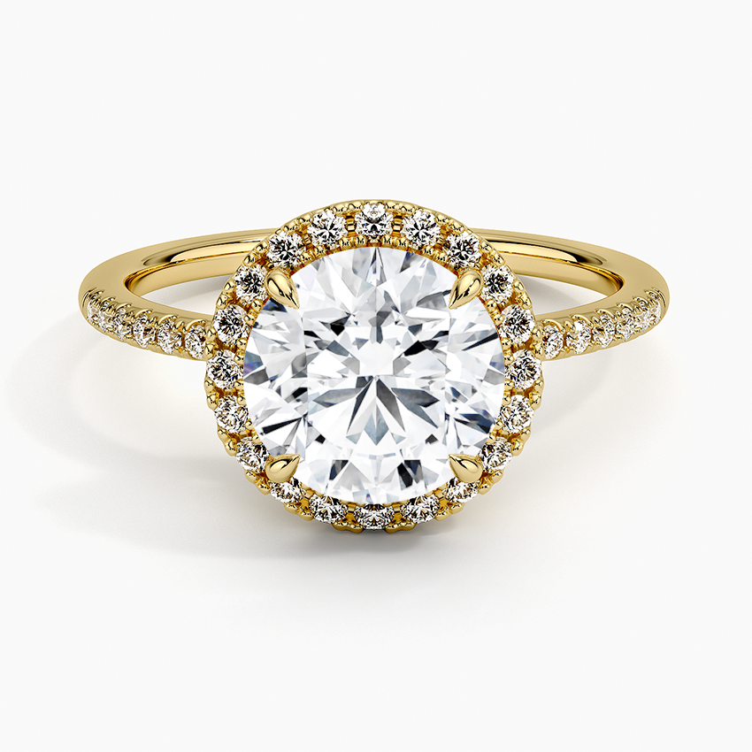 Cambria Halo Diamond Ring Yellow Gold 18k Round Engagement Ring