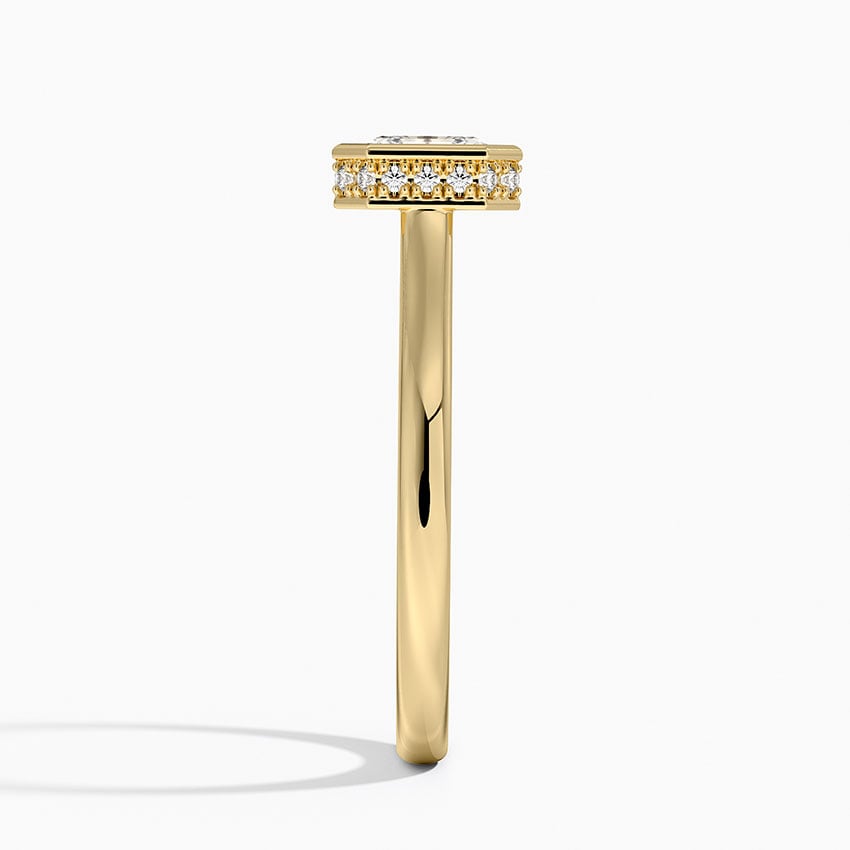 Luna Hidden Halo Diamond Ring Yellow Gold 18k Asscher Engagement Ring