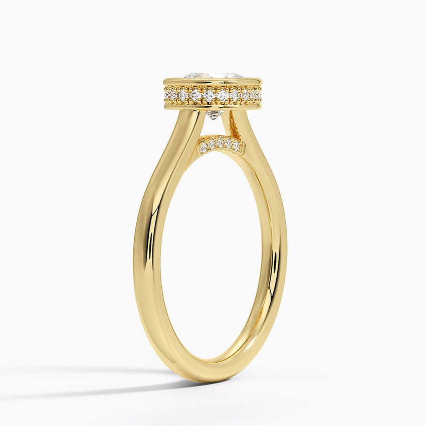 Luna Hidden Halo Diamond Ring Yellow Gold 18k Cushion Engagement Ring
