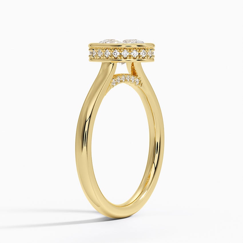 Luna Hidden Halo Diamond Ring Yellow Gold 18k Oval Engagement Ring