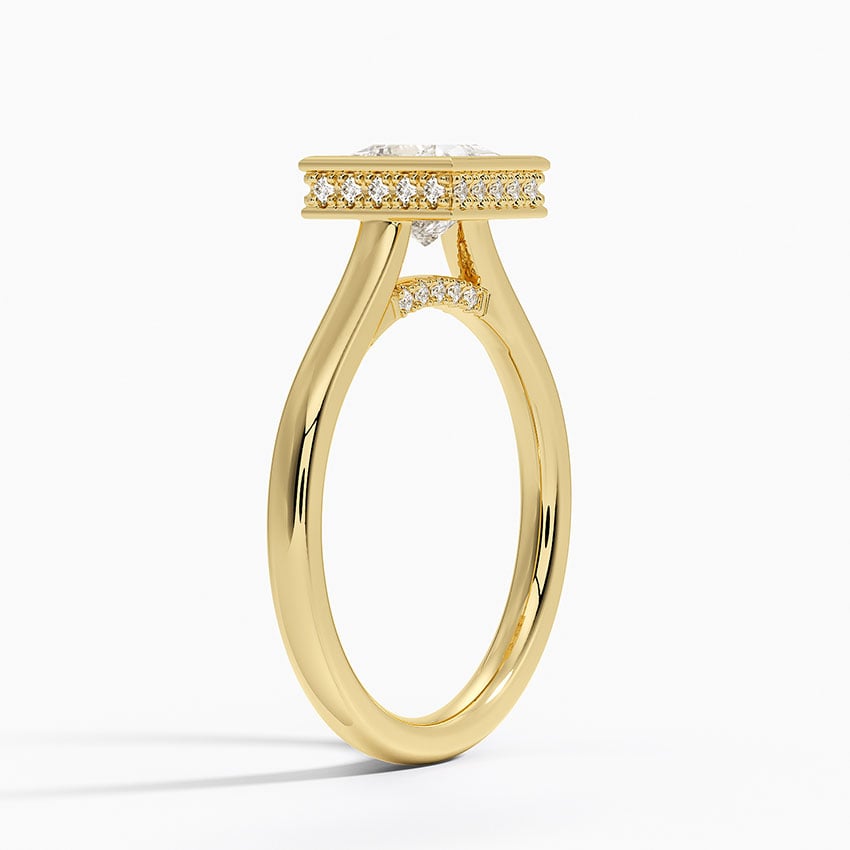 Luna Hidden Halo Diamond Ring Yellow Gold 18k Princess Engagement Ring