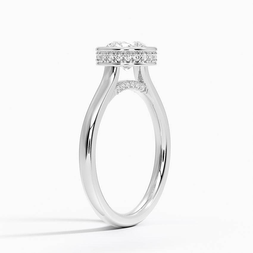 Luna Hidden Halo Diamond Ring Platinum Round Engagement Ring
