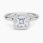 Luna Hidden Halo Diamond Ring Platinum Asscher Engagement Ring