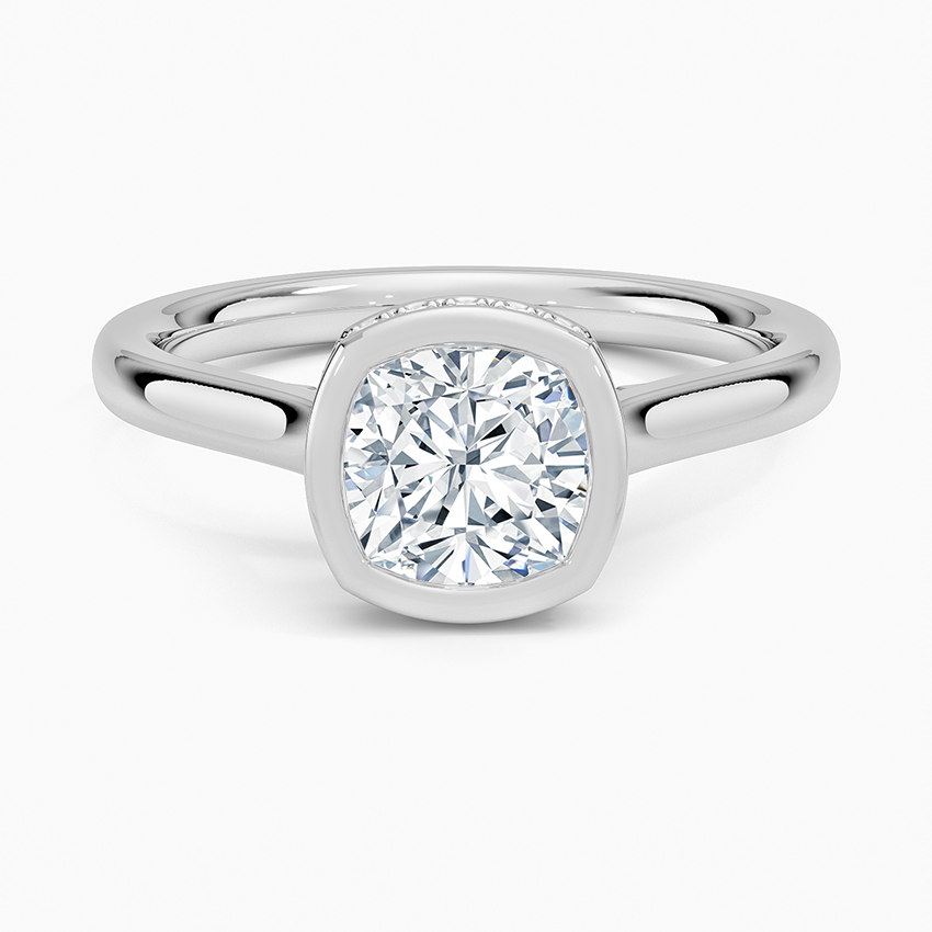 Luna Hidden Halo Diamond Ring Platinum Cushion Engagement Ring