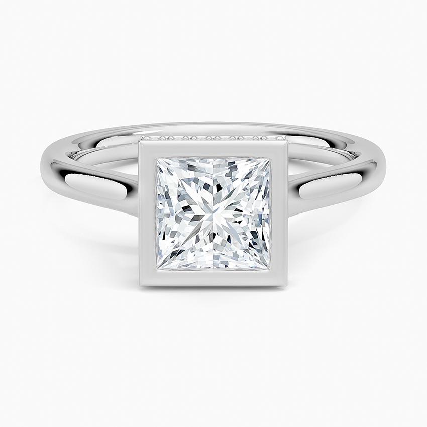 Luna Hidden Halo Diamond Ring Platinum Princess Engagement Ring