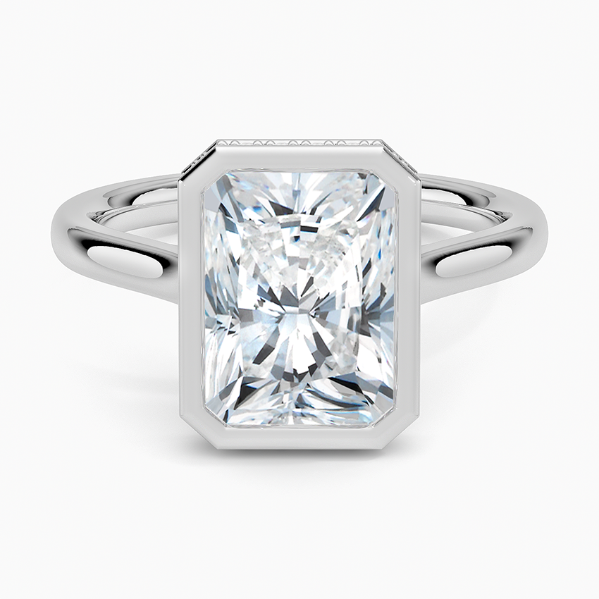 Luna Hidden Halo Diamond Ring Platinum Radiant Engagement Ring