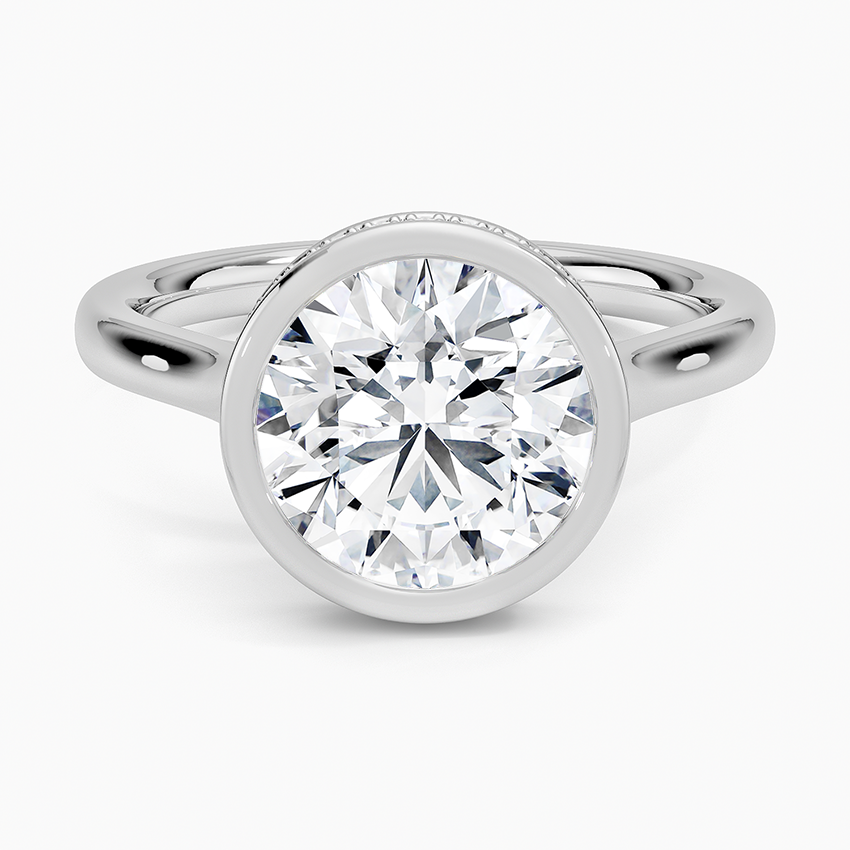 Luna Hidden Halo Diamond Ring Platinum Round Engagement Ring