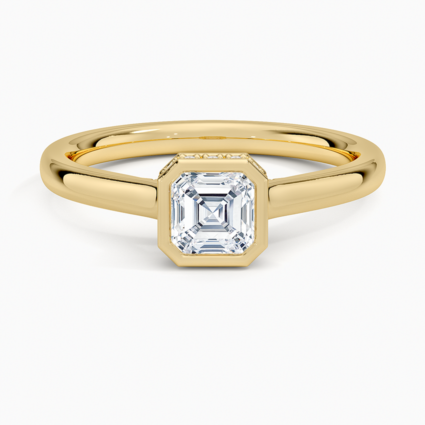 Luna Hidden Halo Diamond Ring Yellow Gold 18k Asscher Engagement Ring