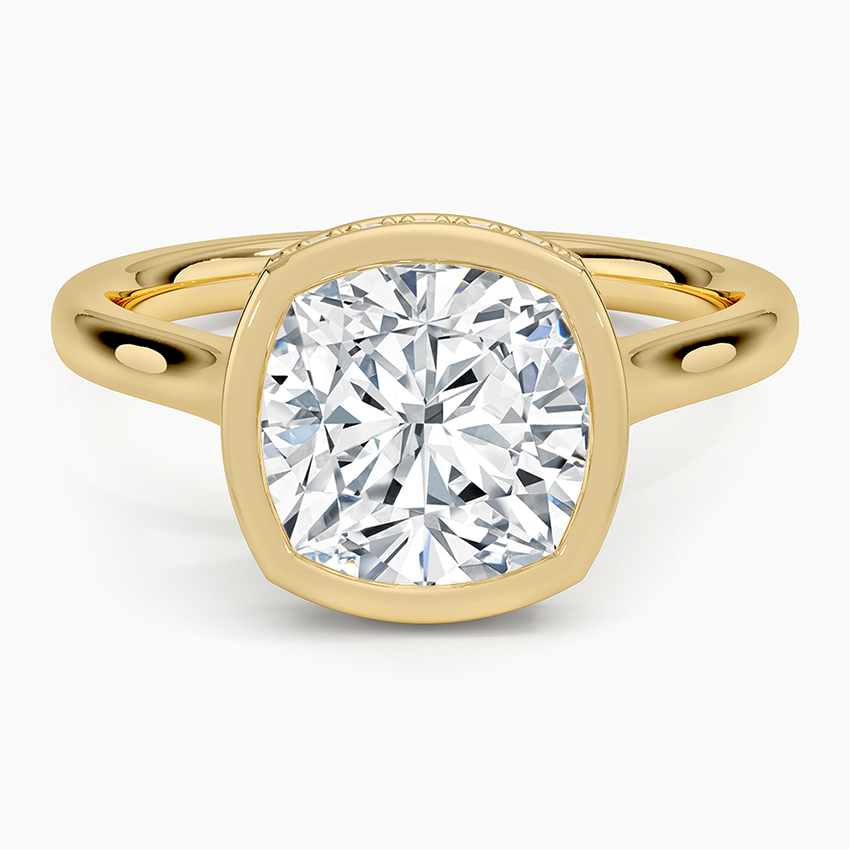 Luna Hidden Halo Diamond Ring Yellow Gold 18k Cushion Engagement Ring