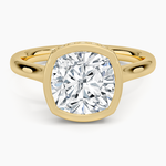 Luna Hidden Halo Diamond Ring Yellow Gold 18k Cushion Engagement Ring