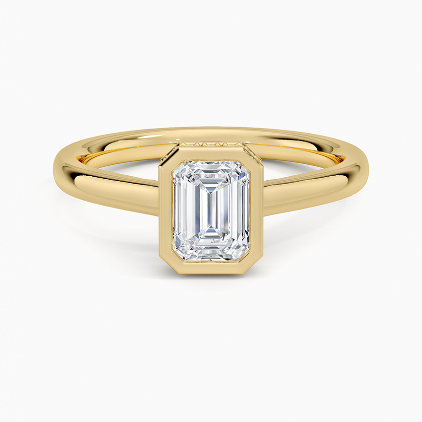 Luna Hidden Halo Diamond Ring Yellow Gold 18k Emerald Engagement Ring