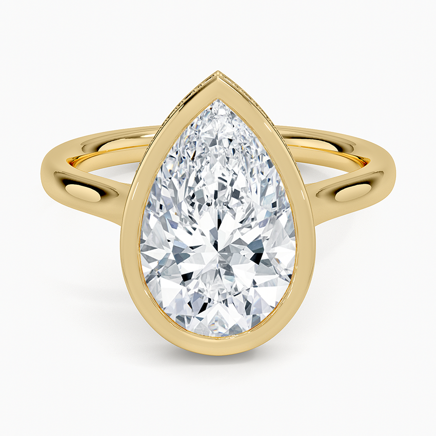 Luna Hidden Halo Diamond Ring Yellow Gold 18k Pear Engagement Ring