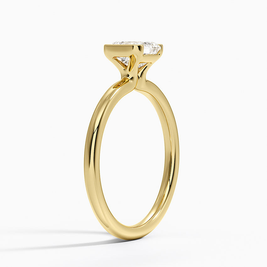 Annika Semi-Bezel Solitaire Ring Yellow Gold 18k Asscher Engagement Ring