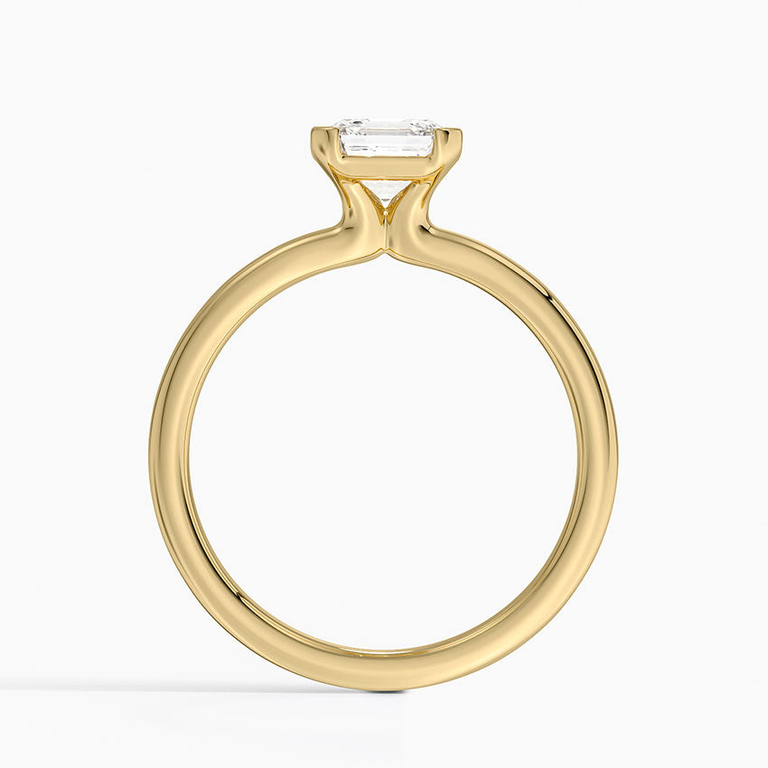Annika Semi-Bezel Solitaire Ring Yellow Gold 18k Asscher Engagement Ring