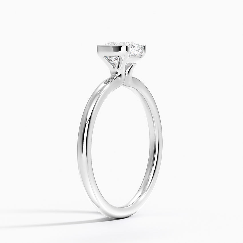 Annika Semi-Bezel Solitaire Ring Platinum Cushion Engagement Ring