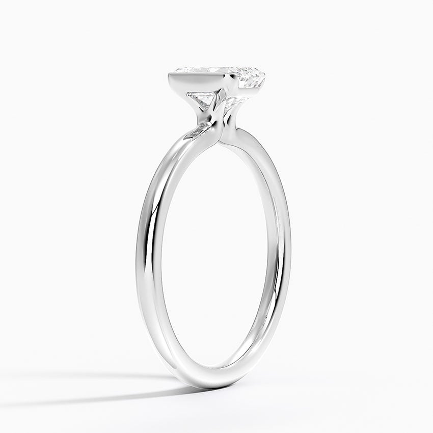 Annika Semi-Bezel Solitaire Ring Platinum Emerald Engagement Ring