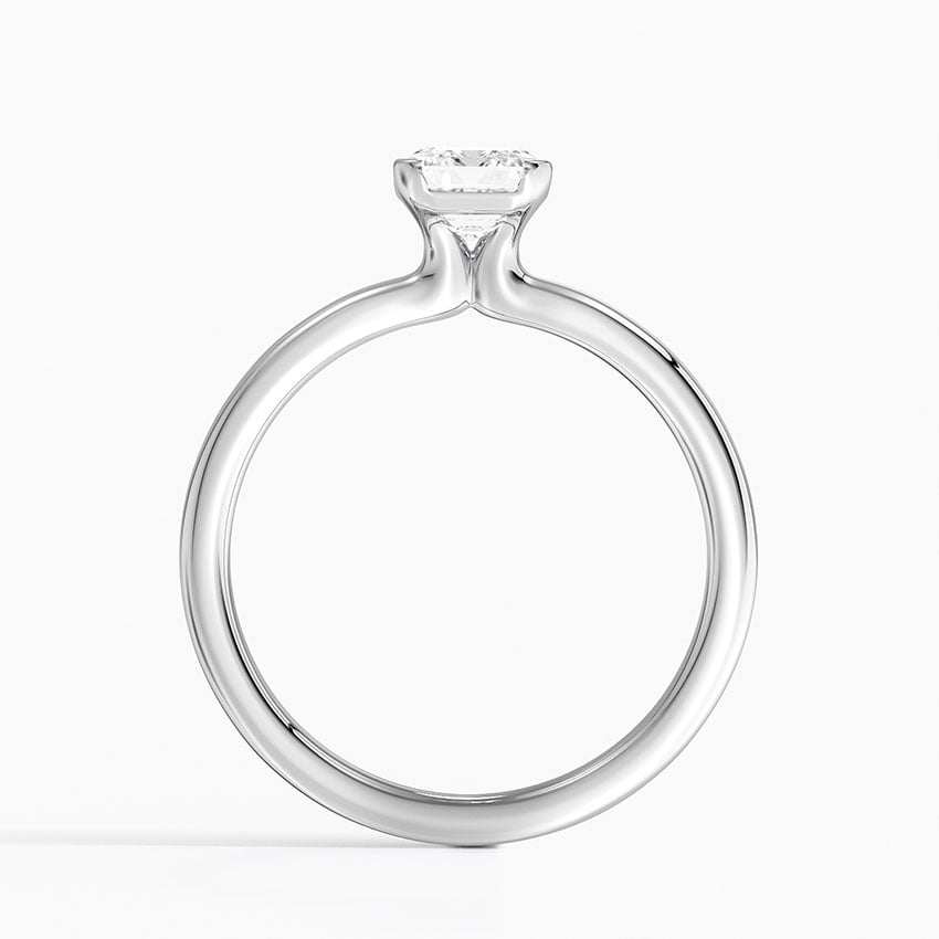 Annika Semi-Bezel Solitaire Ring Platinum Emerald Engagement Ring