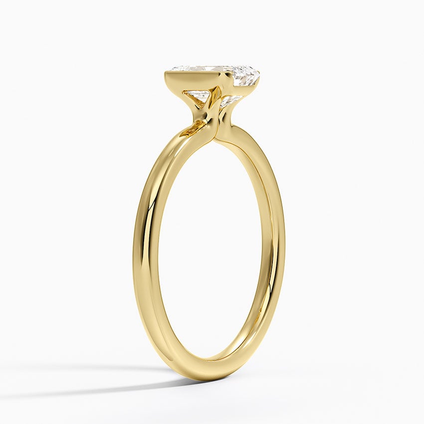 Annika Semi-Bezel Solitaire Ring Yellow Gold 18k Emerald Engagement Ring