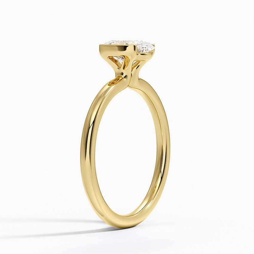 Annika Semi-Bezel Solitaire Ring Yellow Gold 18k Oval Engagement Ring
