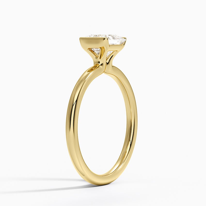 Annika Semi-Bezel Solitaire Ring Yellow Gold 18k Princess Engagement Ring