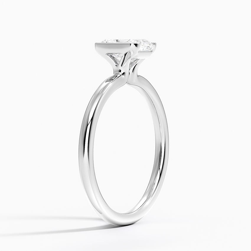 Annika Semi-Bezel Solitaire Ring Platinum Radiant Engagement Ring