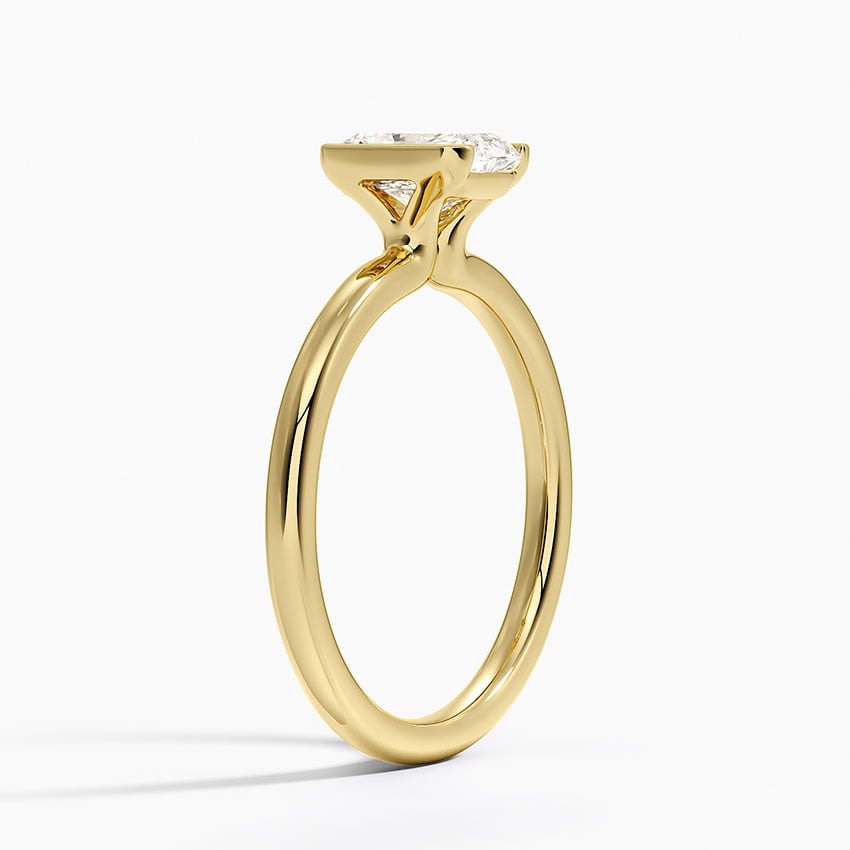 Annika Semi-Bezel Solitaire Ring Yellow Gold 18k Radiant Engagement Ring