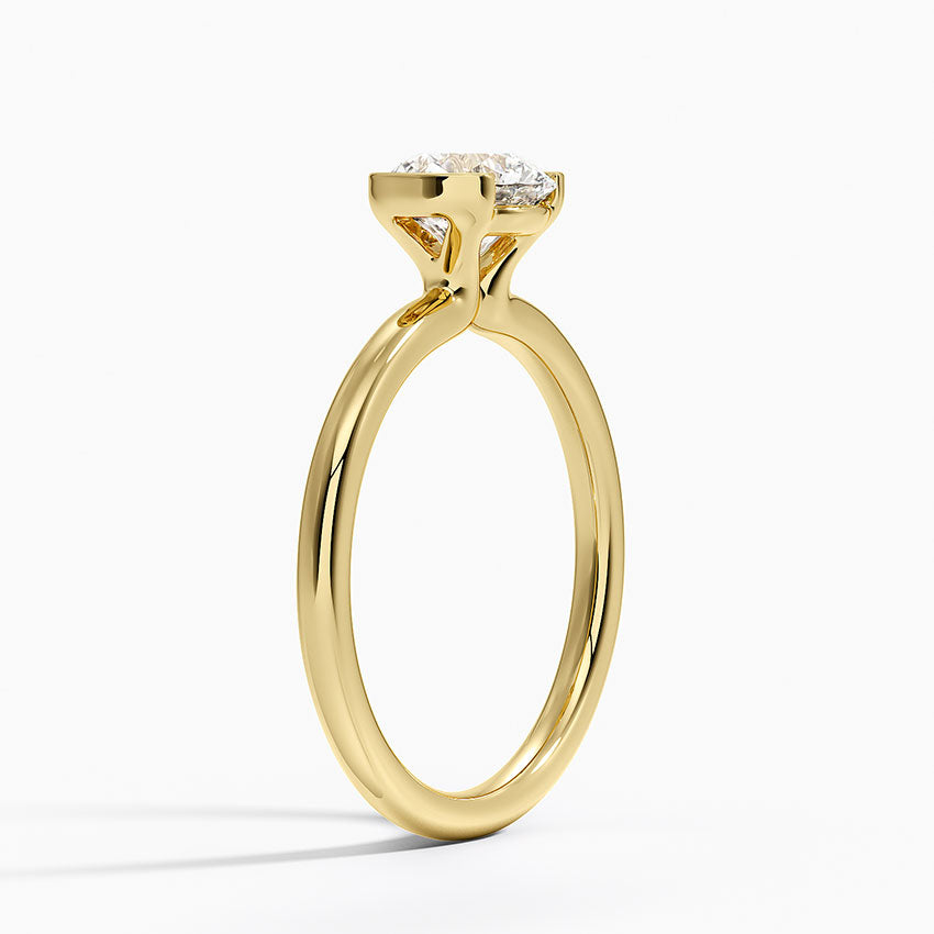 Annika Semi-Bezel Solitaire Ring Yellow Gold 18k Round Engagement Ring