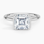 Annika Semi-Bezel Solitaire Ring Platinum Asscher Engagement Ring