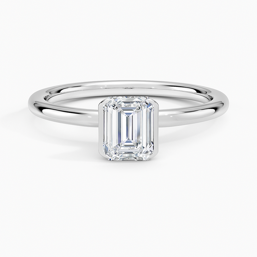 Annika Semi-Bezel Solitaire Ring Platinum Emerald Engagement Ring