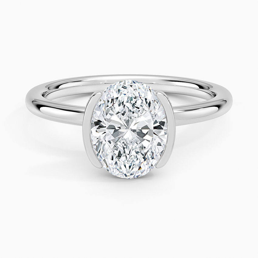 Annika Semi-Bezel Solitaire Ring Platinum Oval Engagement Ring
