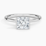 Annika Semi-Bezel Solitaire Ring Platinum Princess Engagement Ring