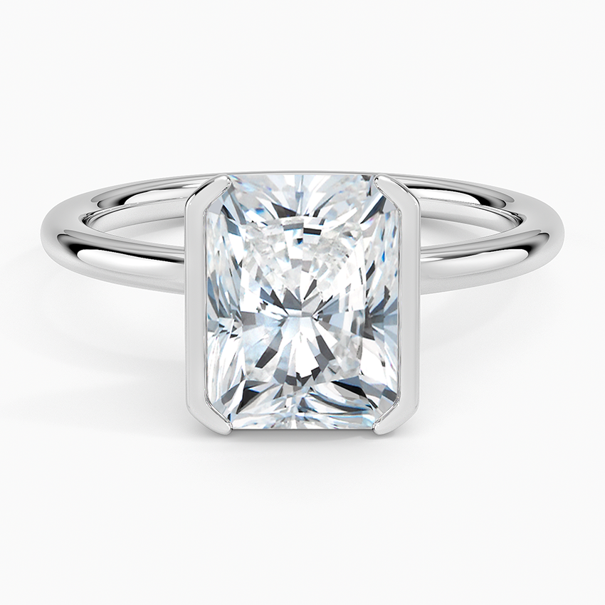 Annika Semi-Bezel Solitaire Ring Platinum Radiant Engagement Ring