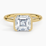 Annika Semi-Bezel Solitaire Ring Yellow Gold 18k Asscher Engagement Ring