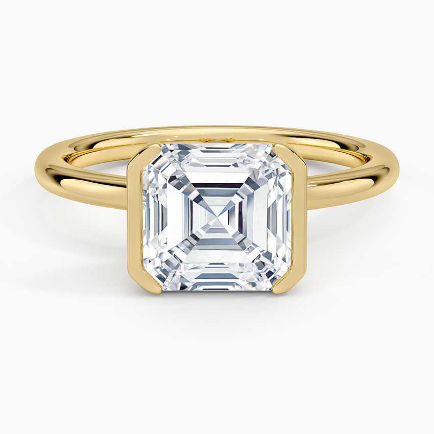 Annika Semi-Bezel Solitaire Ring Yellow Gold 18k Asscher Engagement Ring