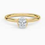 Annika Semi-Bezel Solitaire Ring Yellow Gold 18k Oval Engagement Ring