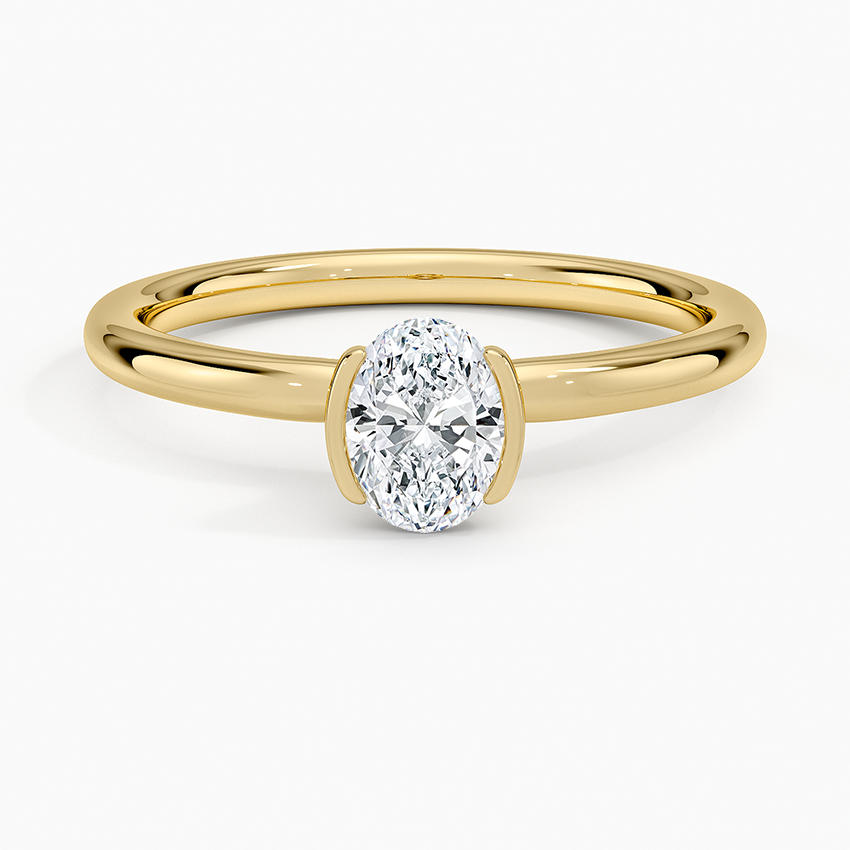 Annika Semi-Bezel Solitaire Ring Yellow Gold 18k Oval Engagement Ring