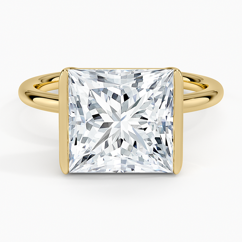 Annika Semi-Bezel Solitaire Ring Yellow Gold 18k Princess Engagement Ring