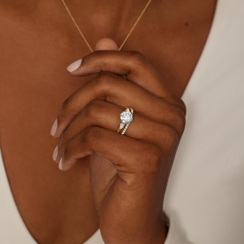 Delilah Three Stone Pear Diamond Ring (1/5 ct. tw.) Engagement Ring Setting