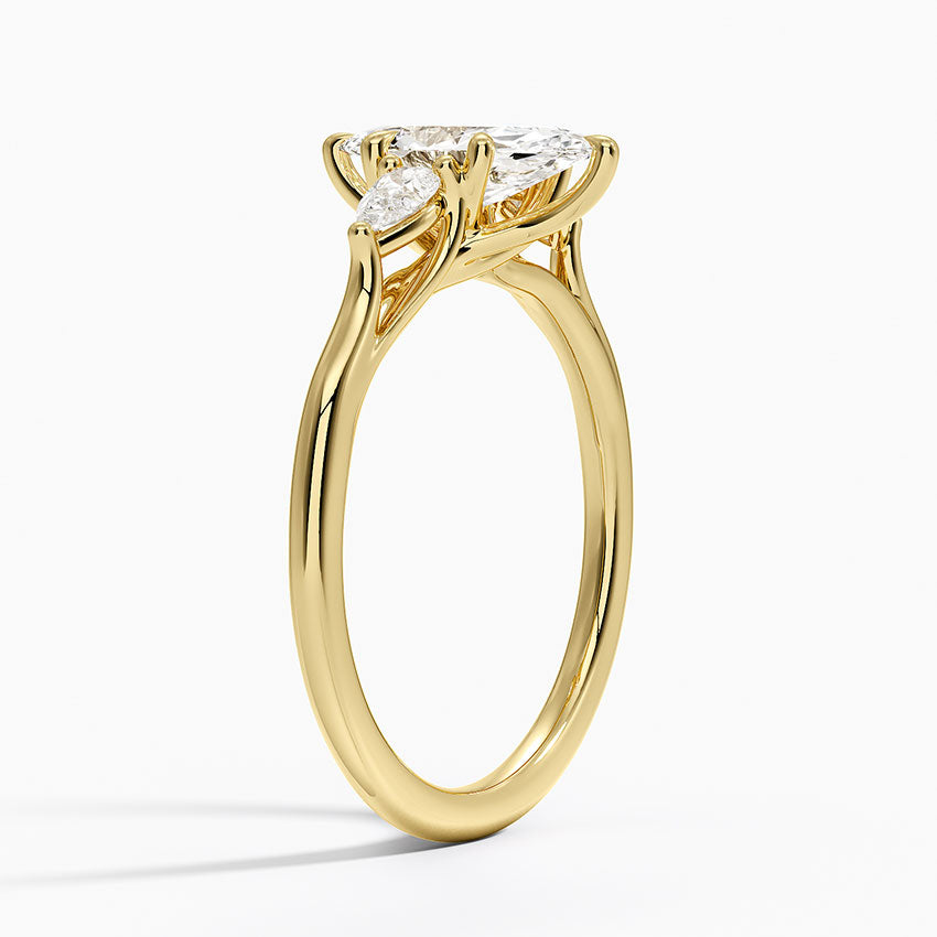 Delilah Three Stone Pear Diamond Ring (1/5 ct. tw.) Yellow Gold 18k Marquise Engagement Ring