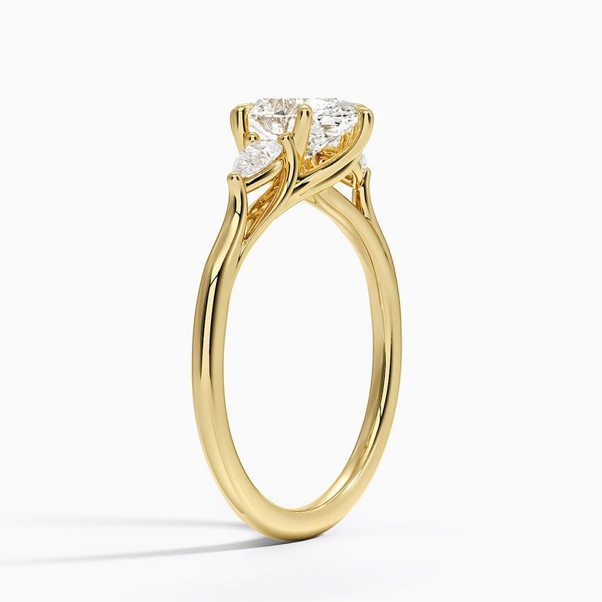 Delilah Three Stone Pear Diamond Ring (1/5 ct. tw.) Yellow Gold 18k Oval Engagement Ring